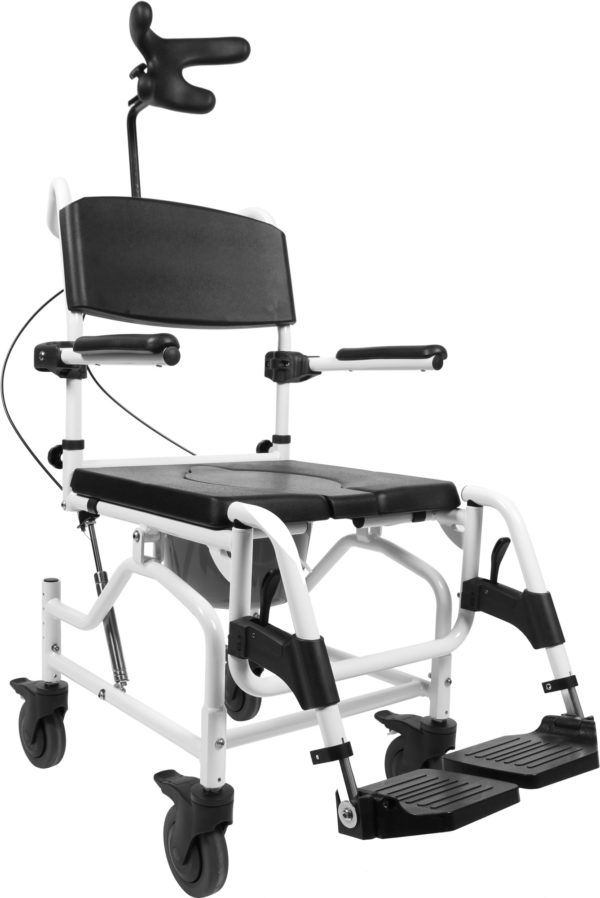 Tilting Shower Chair & Commode with 5" Castor Wheels & Headrest (45cm Seat Width)